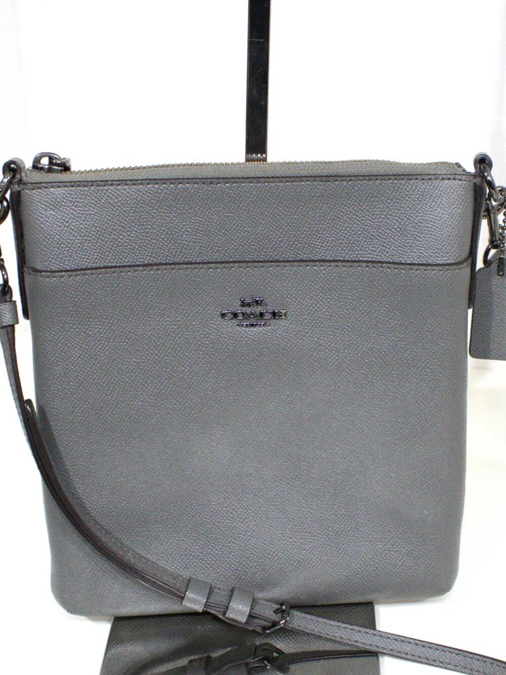 Coach Kitt Messenger Gray Leather Crossbody with Silver Hardware